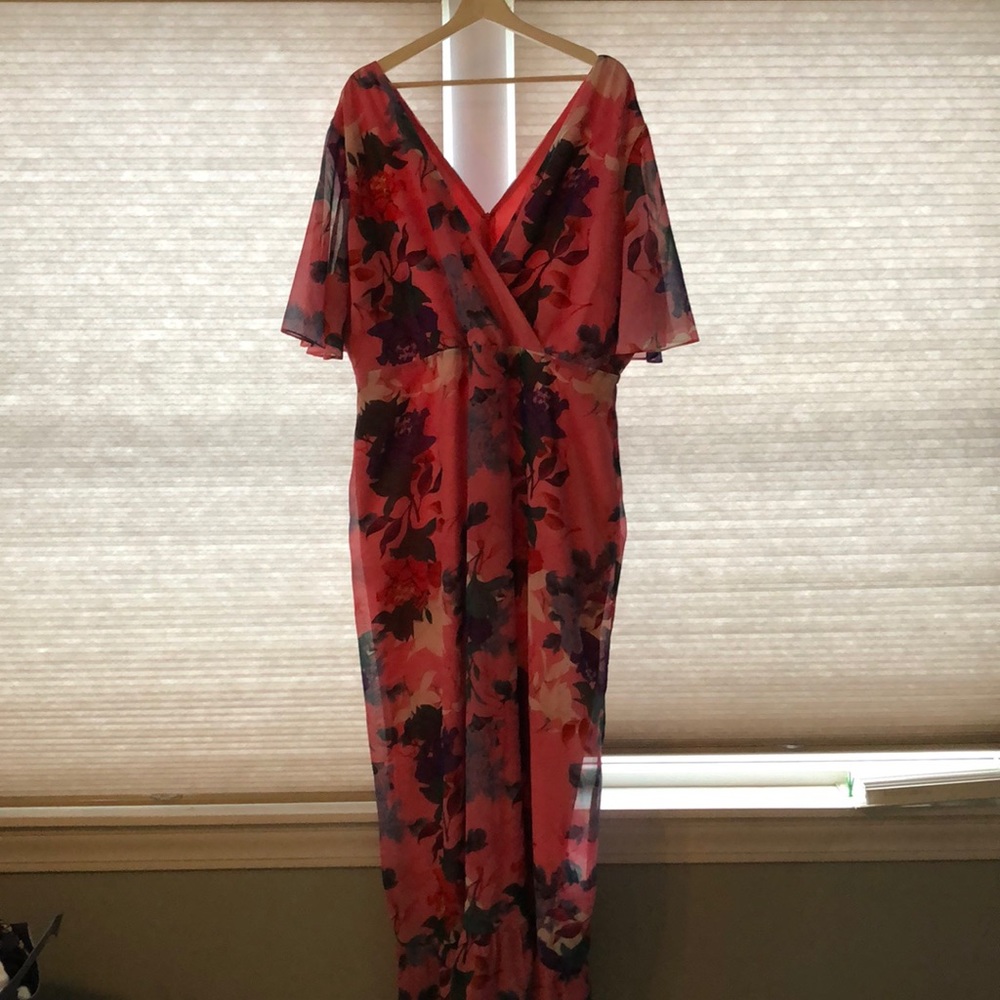 Pink floral maxi dress